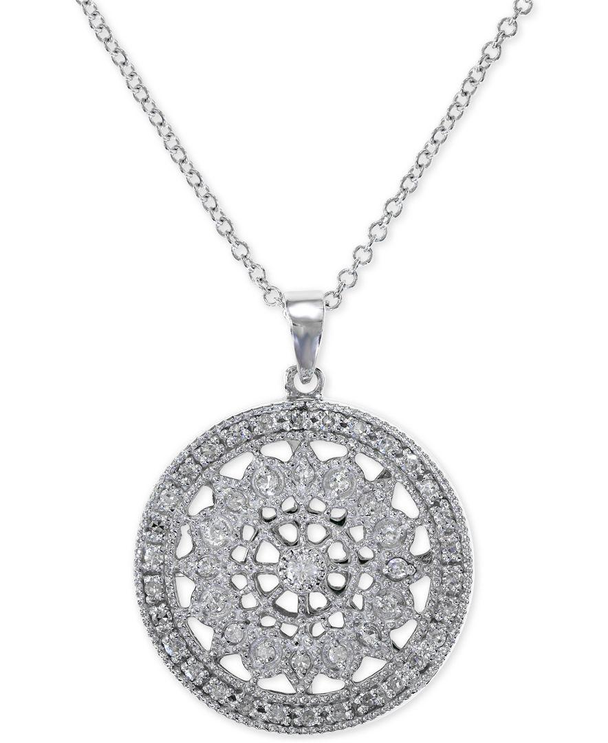 Effy collection Effy Diamond Disc Pendant Necklace (1/4 Ct. T.w.) In